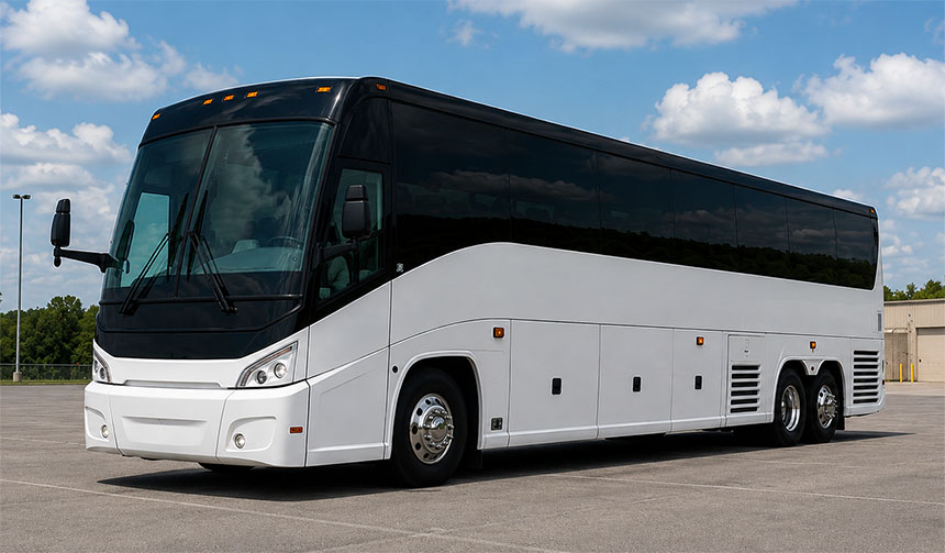 56-passenger charter bus available for charter in Greenville, NC